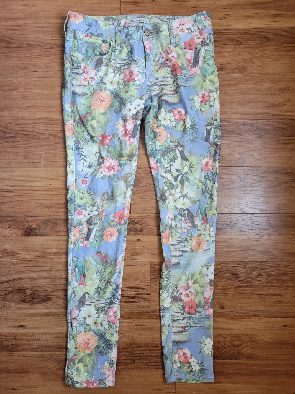 Mavi Floral Skinny Jeans in Light Purple with Multicolor Floral Print
